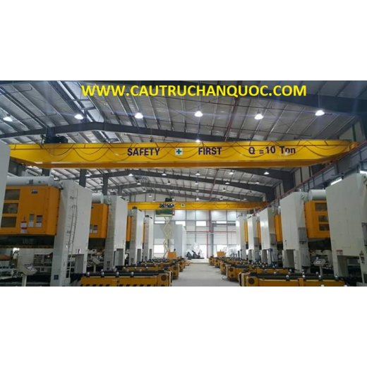 Cầu trục 10 tấn hàn quốc 2 dầm đôi khẩu độ nhà xưởng 20m 
