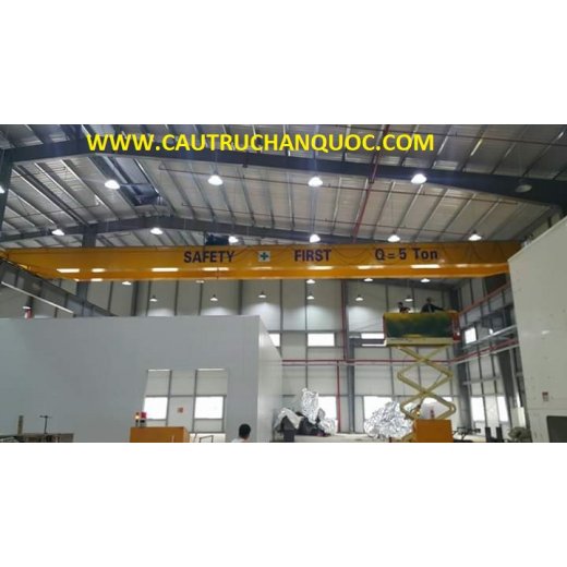 Cầu trục 5 tấn hàn quốc 2 dầm đôi khẩu độ nhà xưởng 15m 